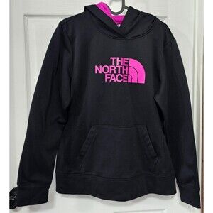 The North Face Hoodie Womens Large Black Purple Fleece Sweatshirt Hooded